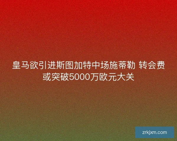 皇马欲引进斯图加特中场施蒂勒 转会费或突破5000万欧元大关 皇马欲引进斯图加特中场施蒂勒 转会费或突破5000万欧元大关