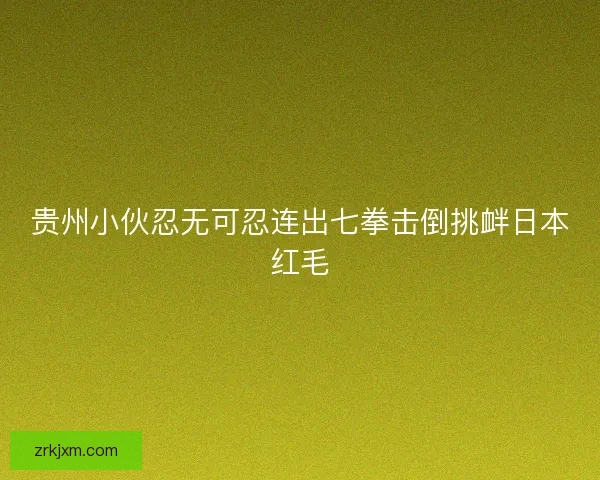 贵州小伙忍无可忍连出七拳击倒挑衅日本红毛 贵州小伙忍无可忍连出七拳击倒挑衅日本红毛