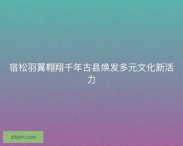 宿松羽翼翱翔千年古县焕发多元文化新活力